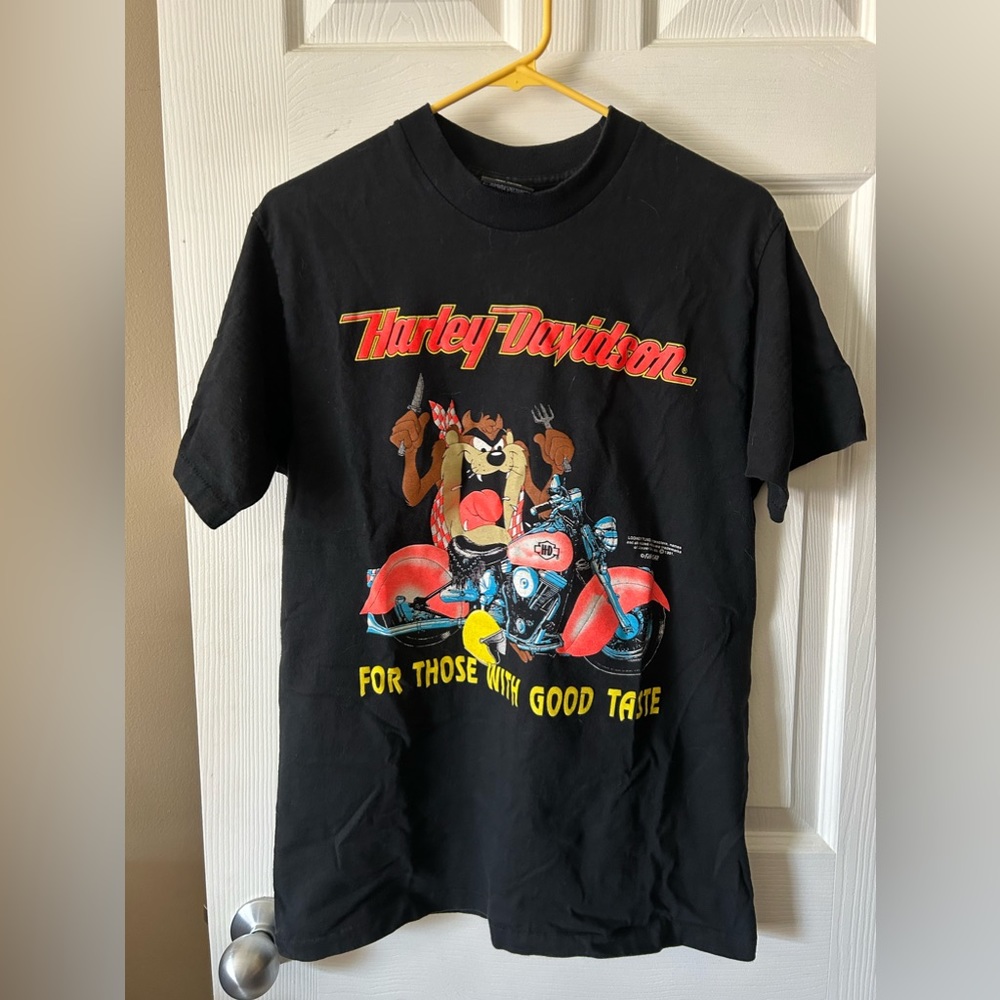 Vintage Harley-Davidson Black Tee with Taz